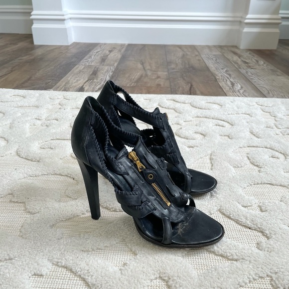AUTHENTIC Balenciaga Black Bondage Leather High Heels - Picture 2 of 14